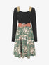 Robe bimatière à col à bandes élastiquées stylisées - Kaki - 4