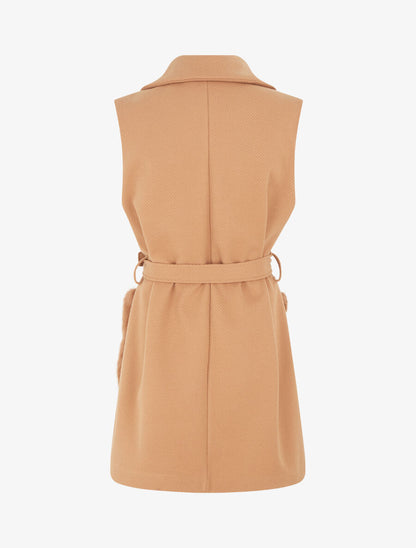 Veste à empiècement fourrure synthétique effet fausses poches - Camel - 2