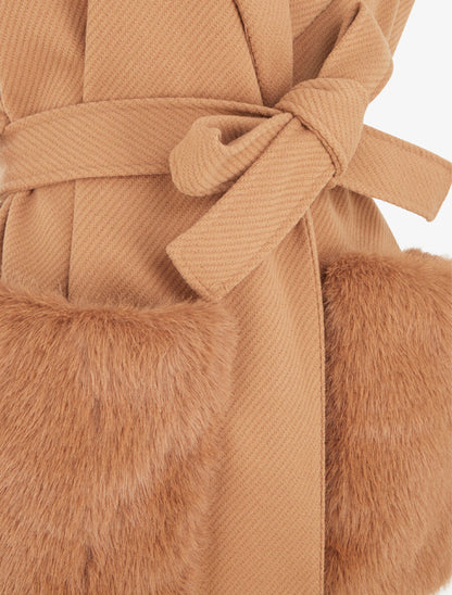 Veste à empiècement fourrure synthétique effet fausses poches - Camel - 3