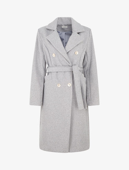 Manteau uni à boutons décoratifs - Gris - 1