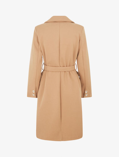 Manteau uni à boutons décoratifs - Camel - 2