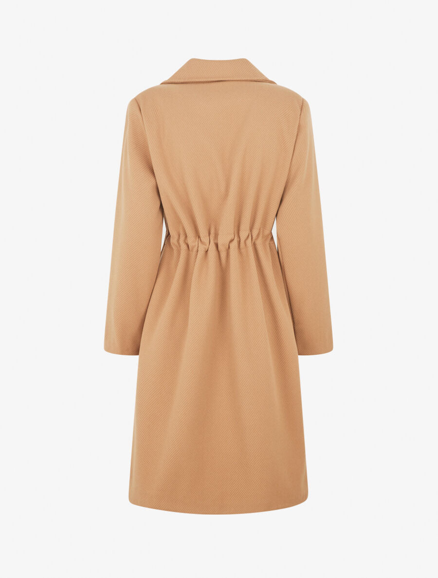 Manteau uni à cordons de serrage - Camel - 2