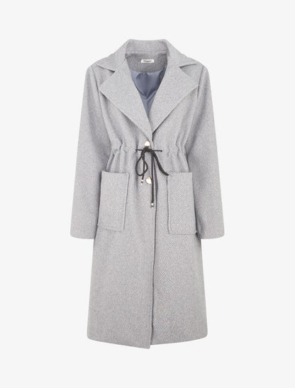 Manteau uni à cordons de serrage - Gris - 1