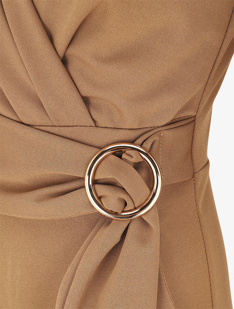 Combinaison ceinturée à col cache-coeur - Camel - 3