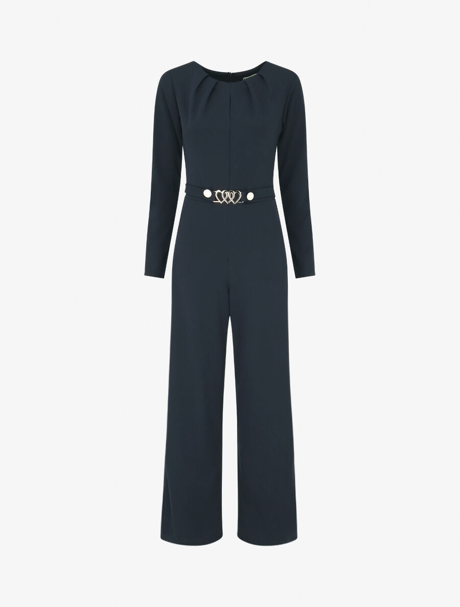 Combinaison unie à manches longues à empiècement métal coeurs - Marine - 4