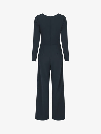 Combinaison unie à manches longues à empiècement métal coeurs - Marine - 2