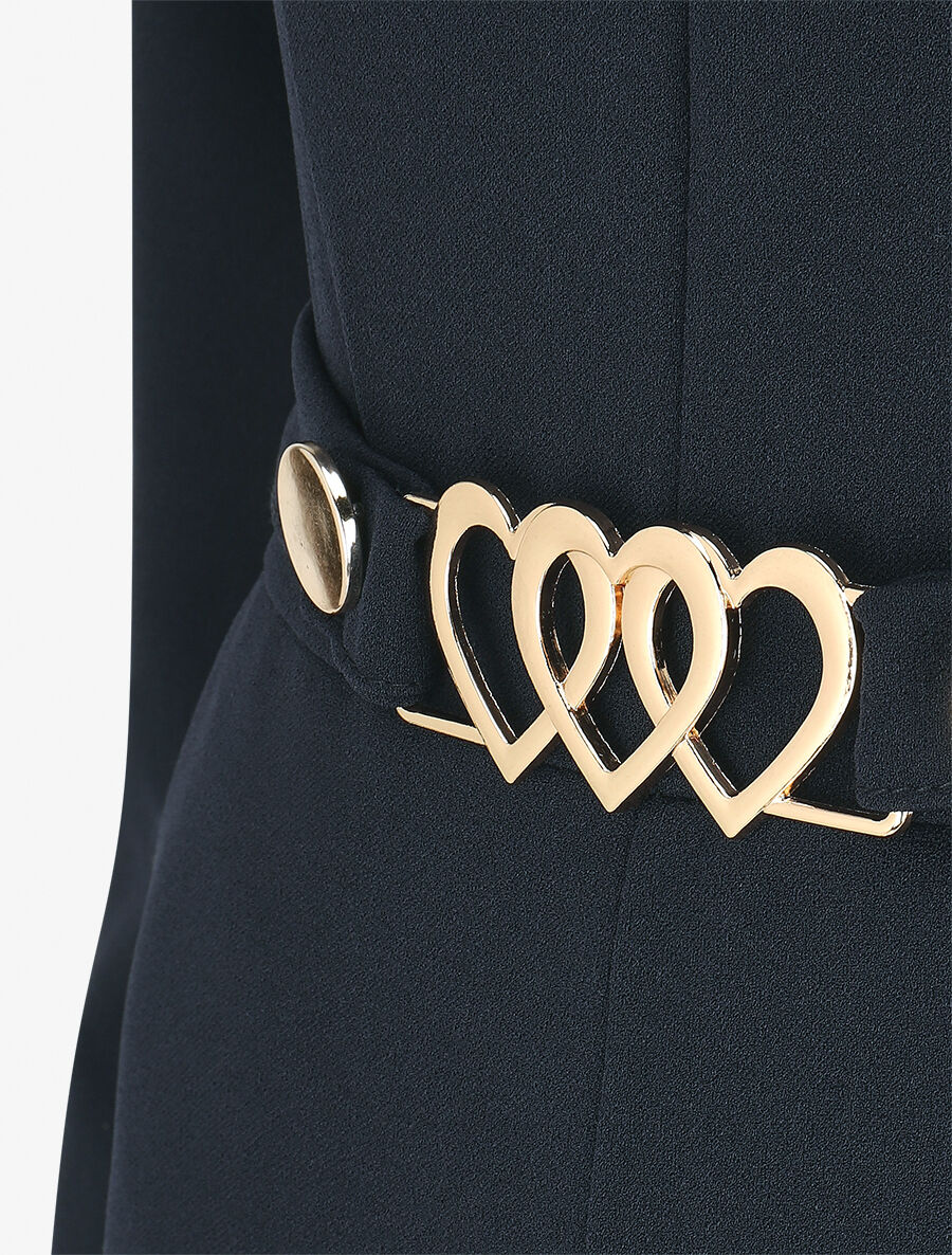 Combinaison unie à manches longues à empiècement métal coeurs - Marine - 3