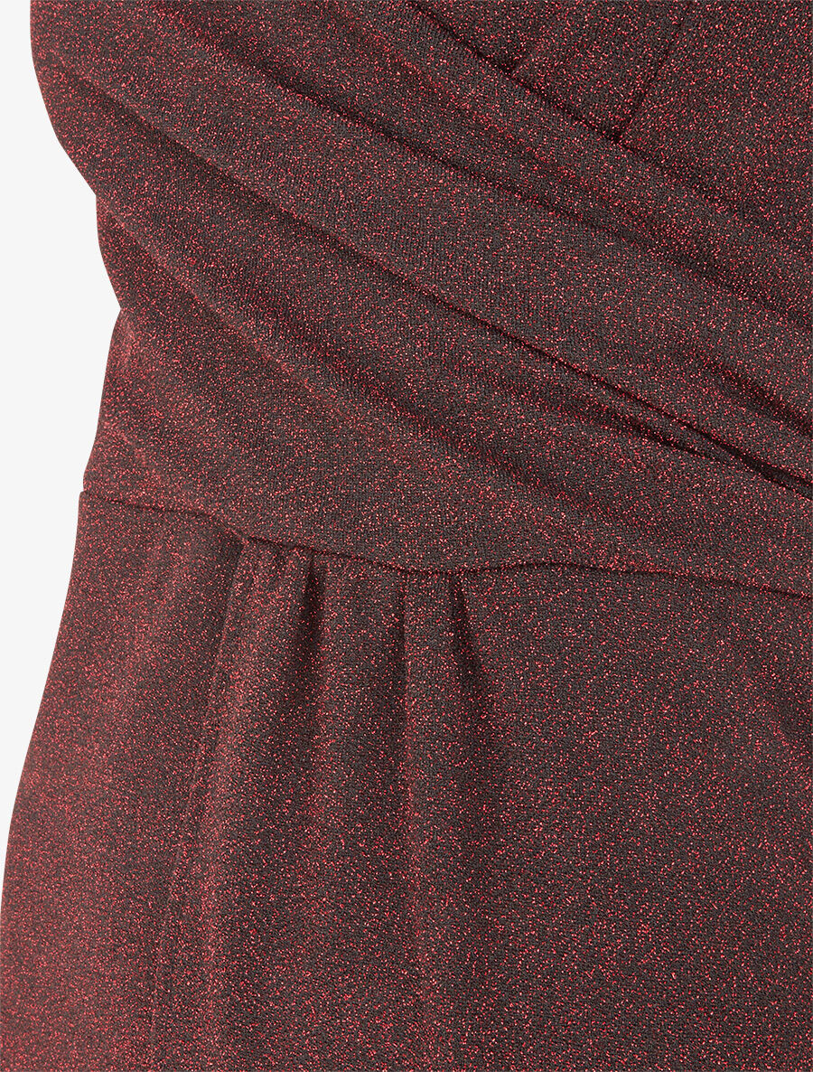 Robe longue irisée à bretelles croisées - Rouge - 3