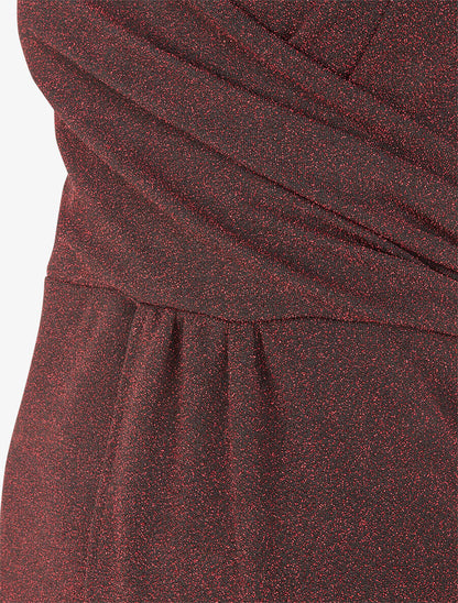 Robe longue irisée à bretelles croisées - Rouge - 3