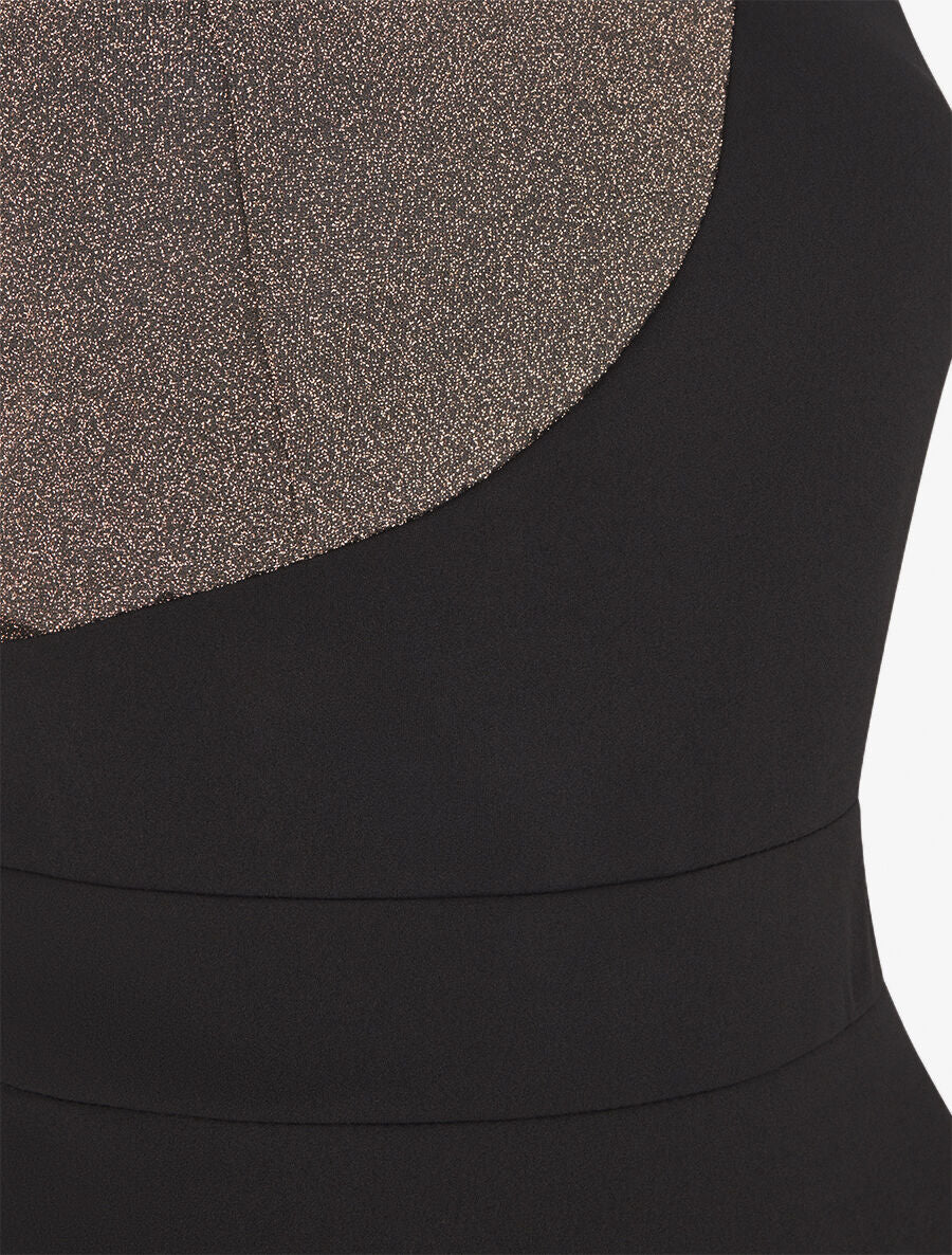 Robe longue à manches asymétrique et détail irisé - Or - 3