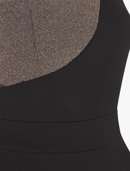 Robe longue à manches asymétrique et détail irisé - Or - 3