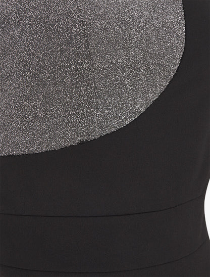 Robe longue à manches asymétrique et détail irisé - Argent - 3