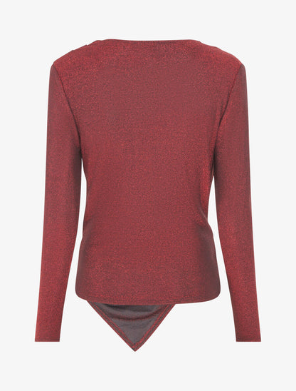 Top irisé à col cache-coeur - Rouge - 2