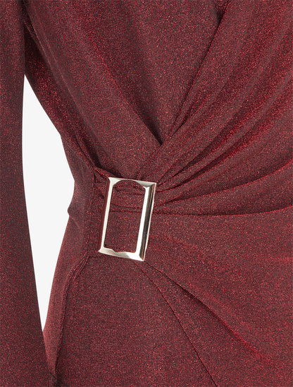 Top irisé à col cache-coeur - Rouge - 3