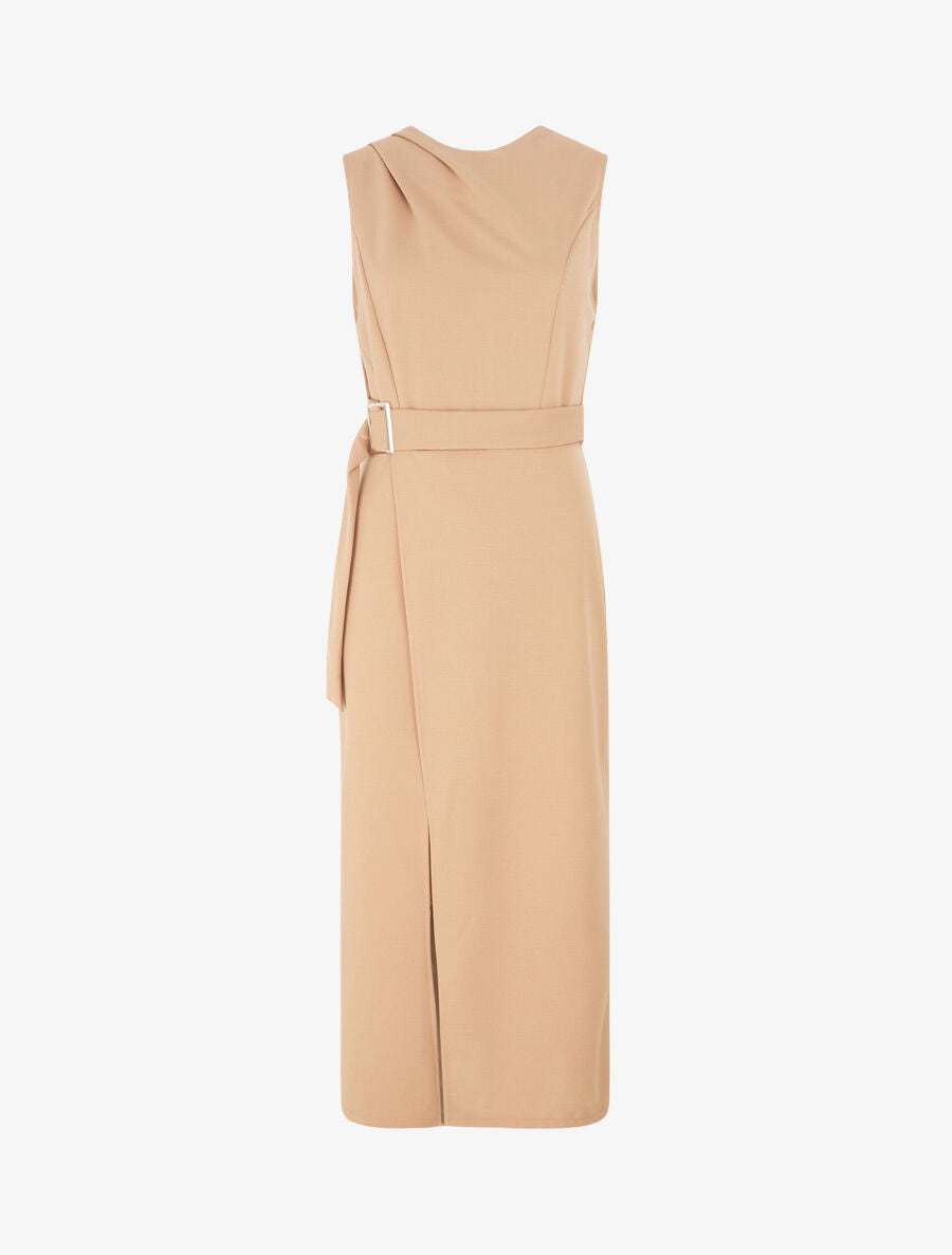 Robe longue superposée et liens à nouer - Camel - 4