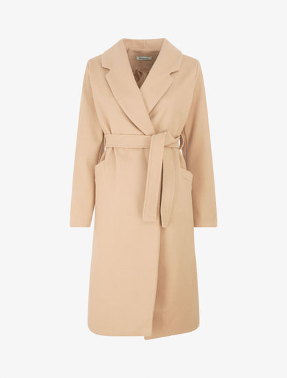 Manteau long uni ceinturé - Camel - 5