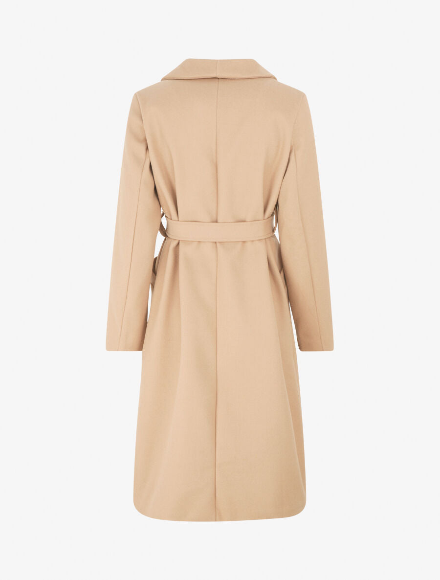 Manteau long uni ceinturé - Camel - 2