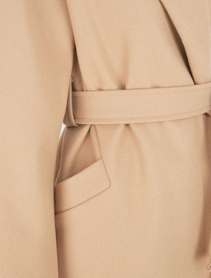 Manteau long uni ceinturé - Camel - 3