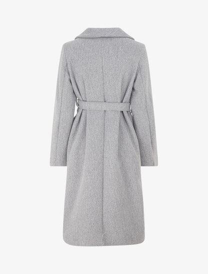 Manteau long uni ceinturé - Gris - 2