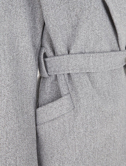 Manteau long uni ceinturé - Gris - 3