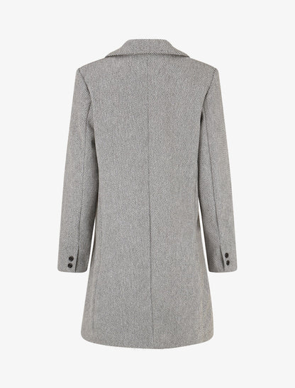 Manteau strié à col cranté - Gris - 2
