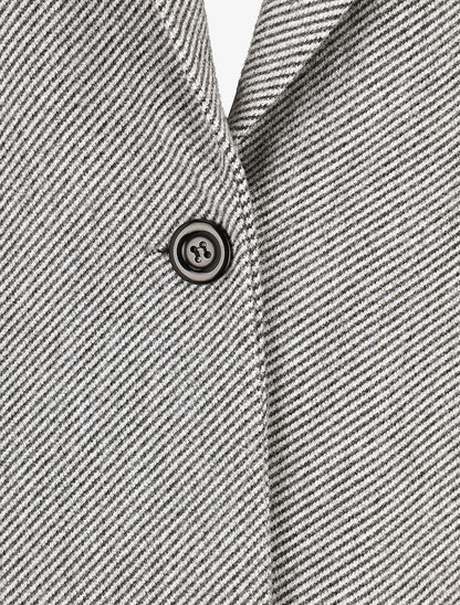 Manteau strié à col cranté - Gris - 3