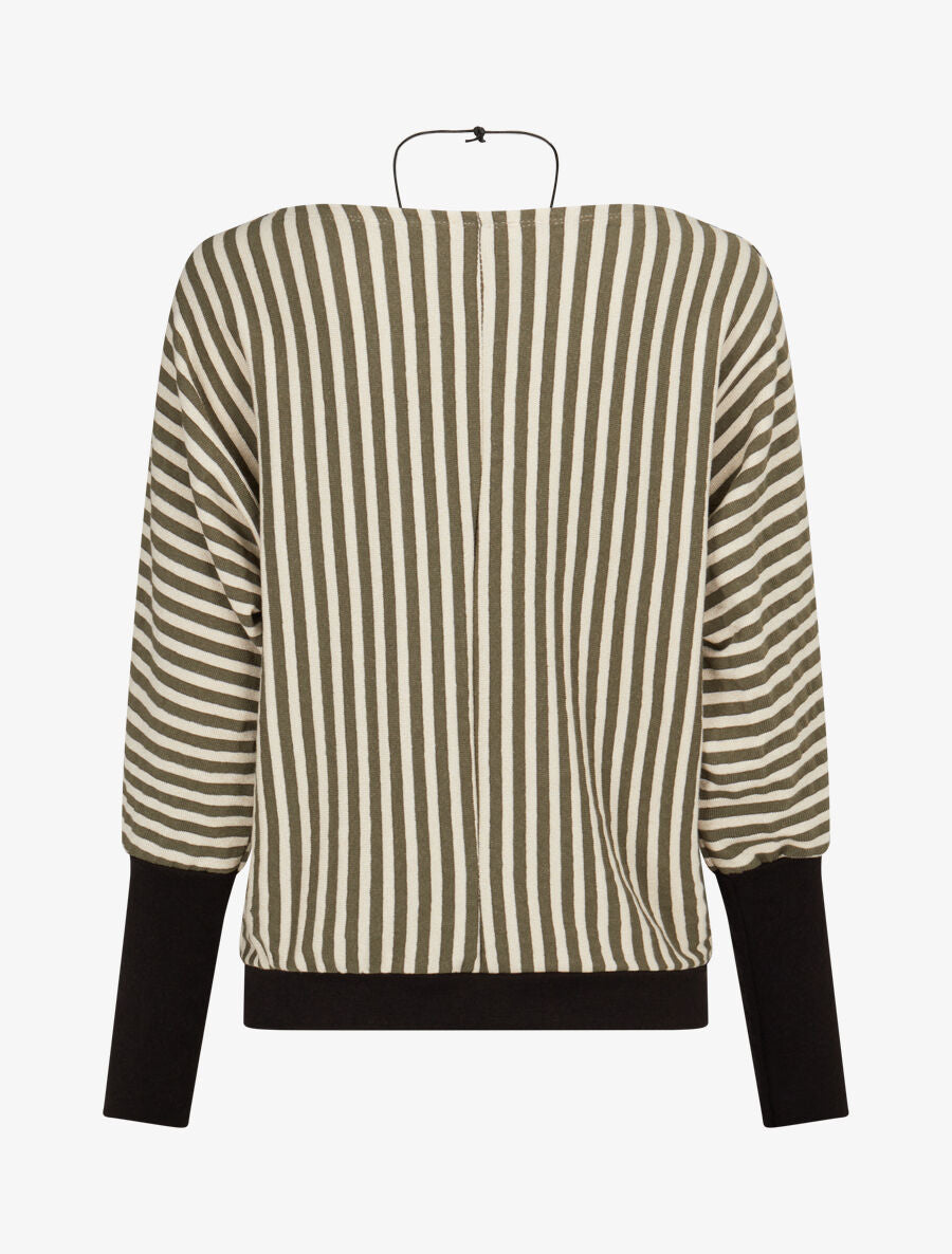 Pull à rayures irisées et col bateau - Vert - 2