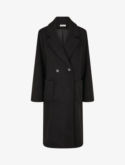 Manteau long uni style feutre - Noir - 1