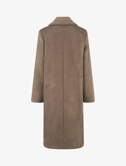 Manteau long uni style feutre - Marron chiné - 2