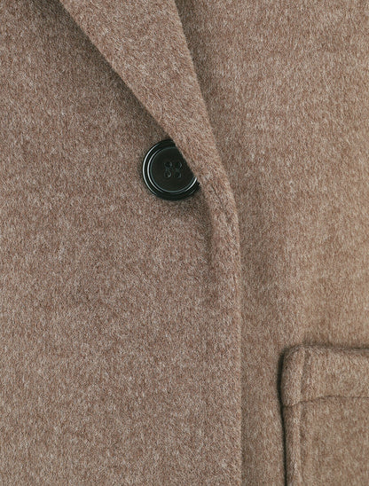 Manteau long uni style feutre - Marron chiné - 3