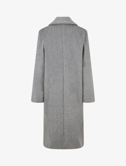 Manteau long uni style feutre - Gris chiné - 2