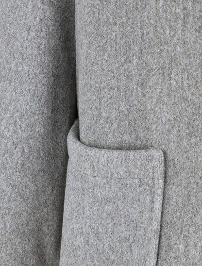 Manteau long uni style feutre - Gris chiné - 3