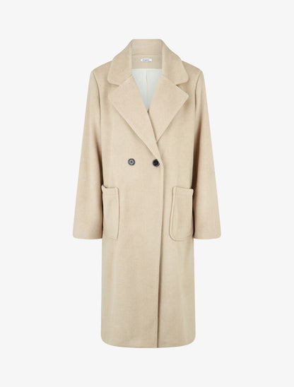 Manteau long uni style feutre - Beige - 5
