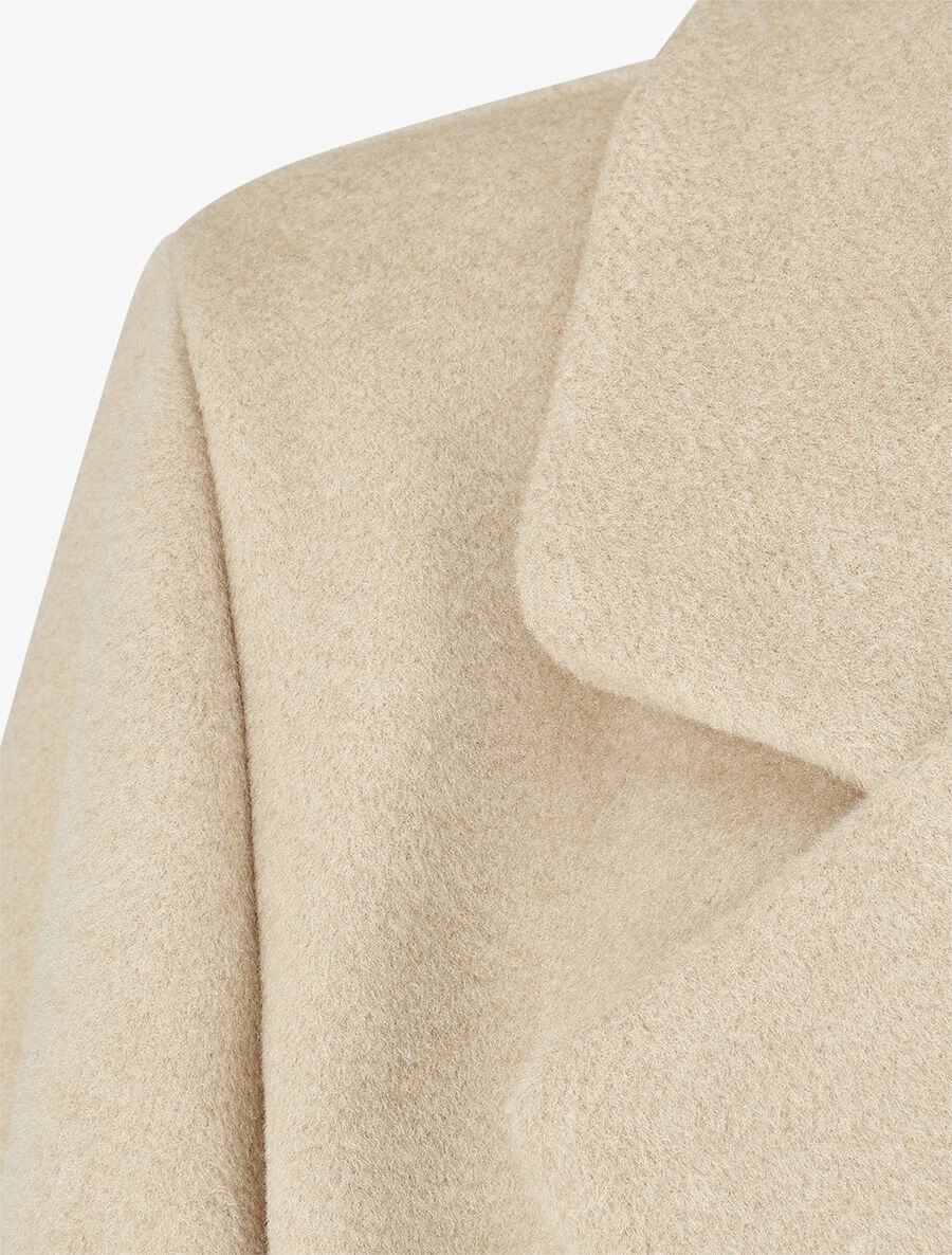 Manteau long uni style feutre - Beige - 3