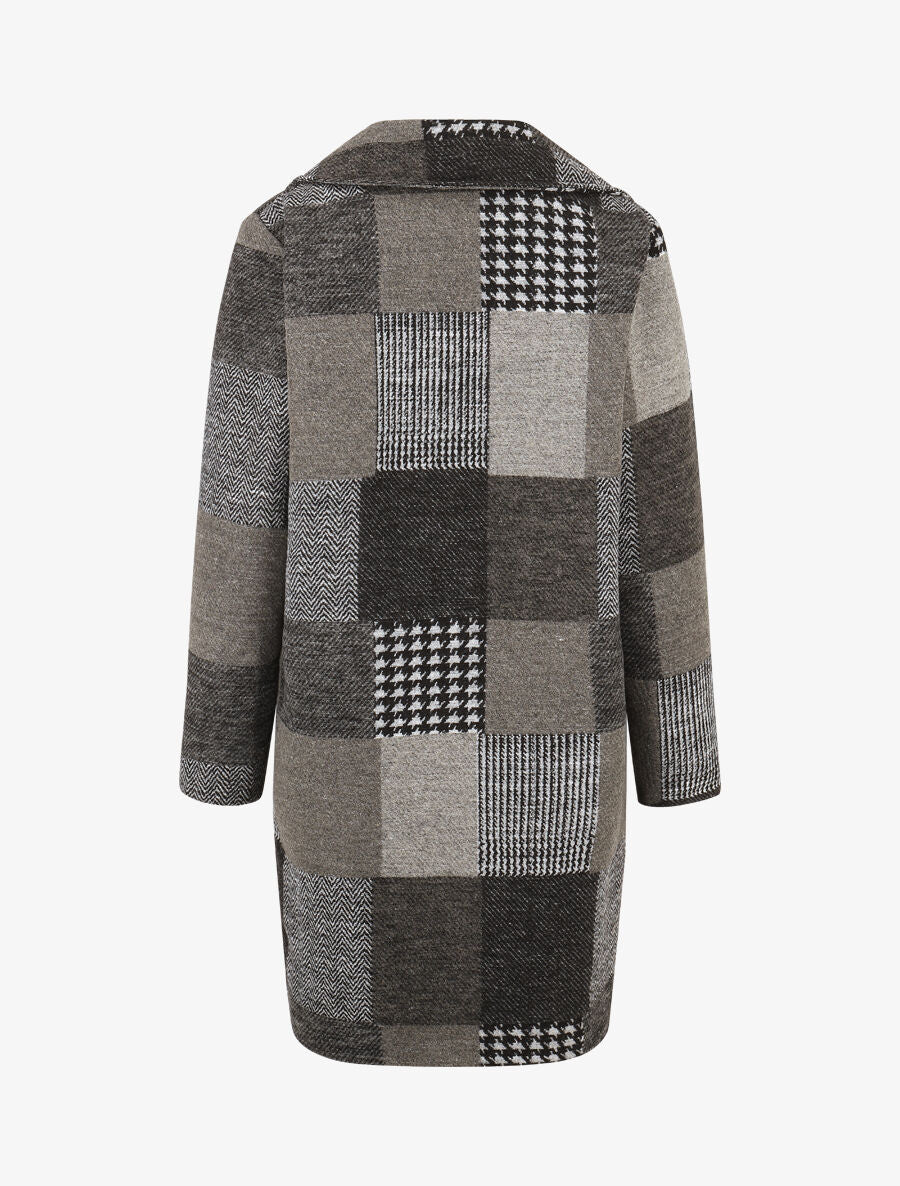 Manteau long imprimé patchwork - Gris - 2