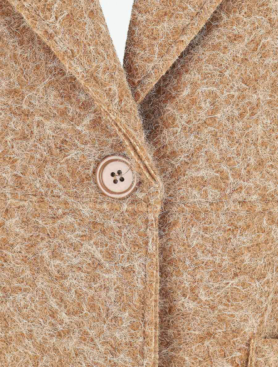 Manteau long uni duveteux - Camel - 3