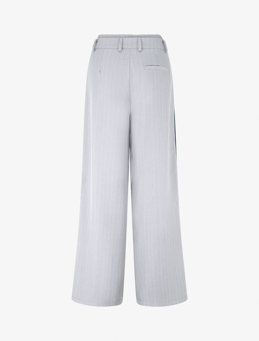 Pantalon fluide à bandes contrastantes - Gris - 2