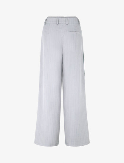 Pantalon fluide à bandes contrastantes - Gris - 2