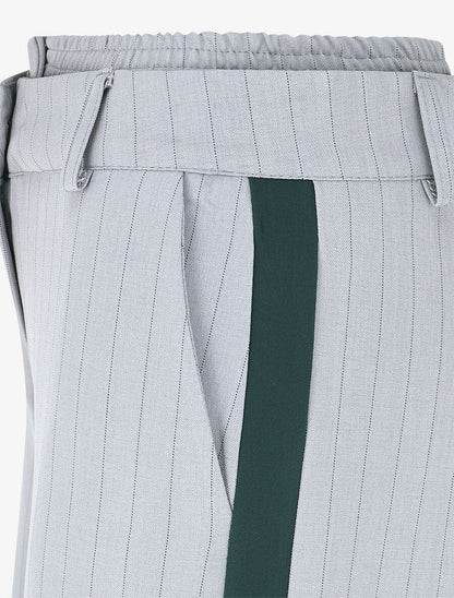 Pantalon fluide à bandes contrastantes - Gris - 3