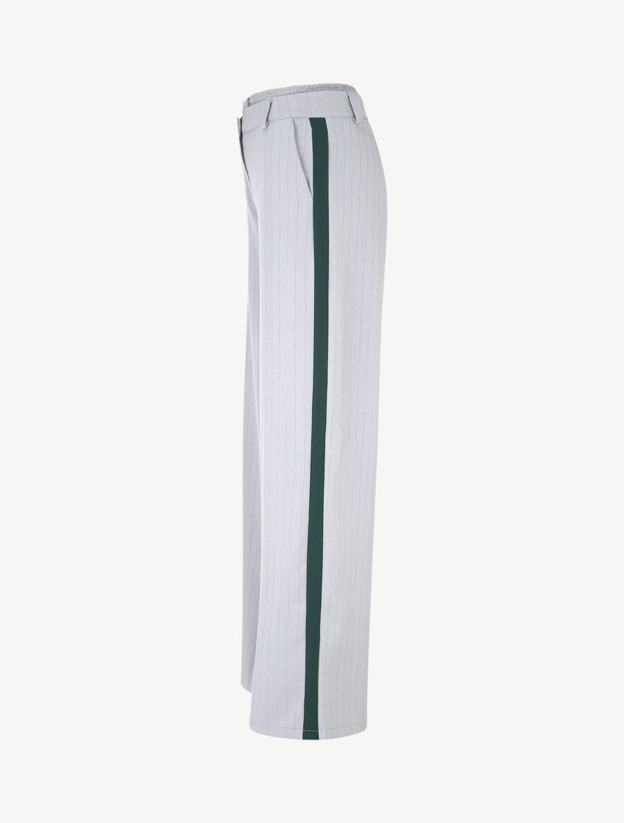 Pantalon fluide à bandes contrastantes - Gris - 4
