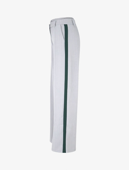Pantalon fluide à bandes contrastantes - Gris - 4