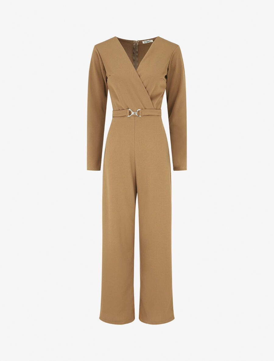Combinaison unie à manches longues - Camel - 4