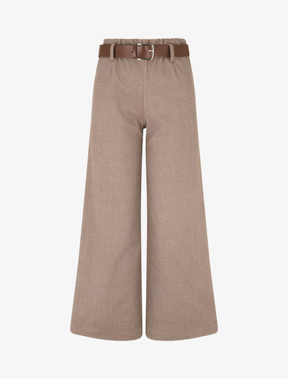 Pantalon épais effet tweed - Camel - 1