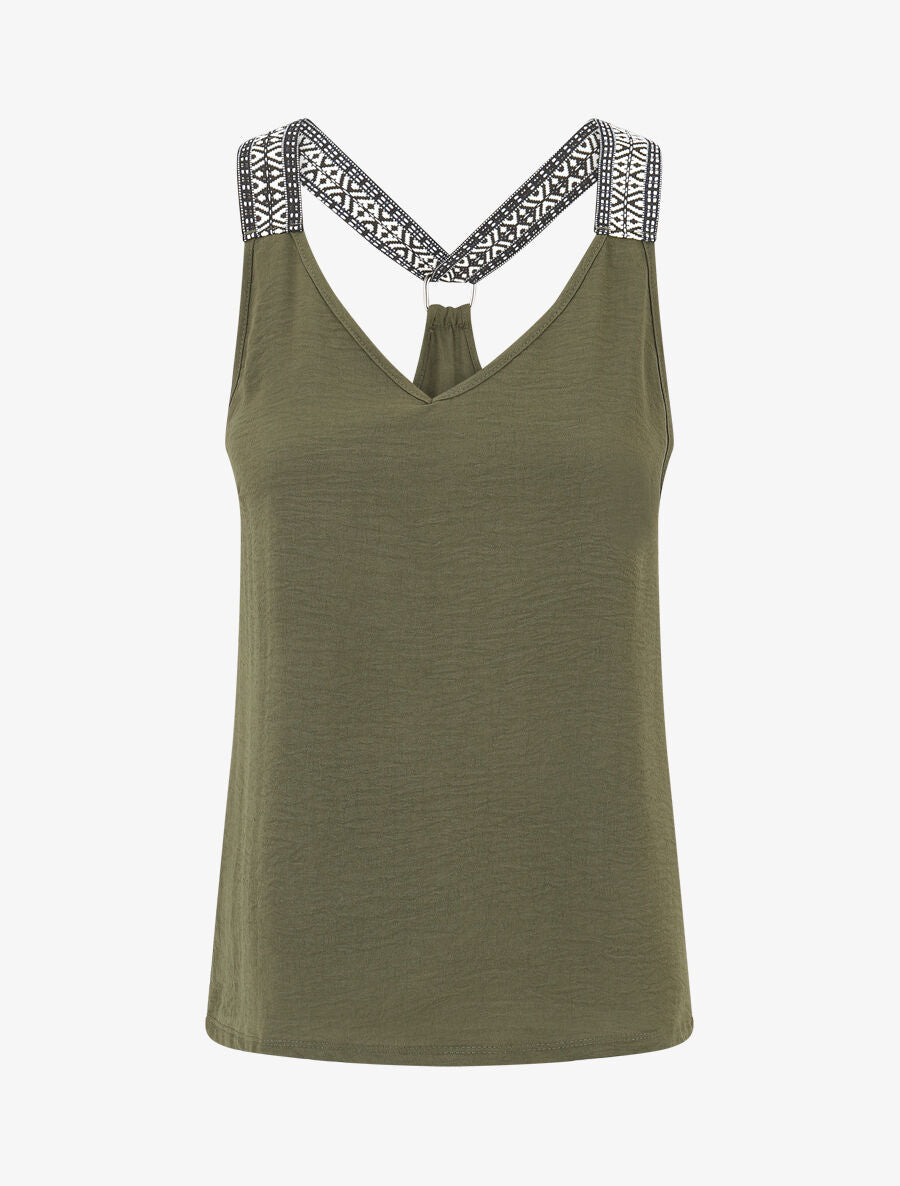 Top droit dos nageur et bretelles fantaisies - Kaki - 1