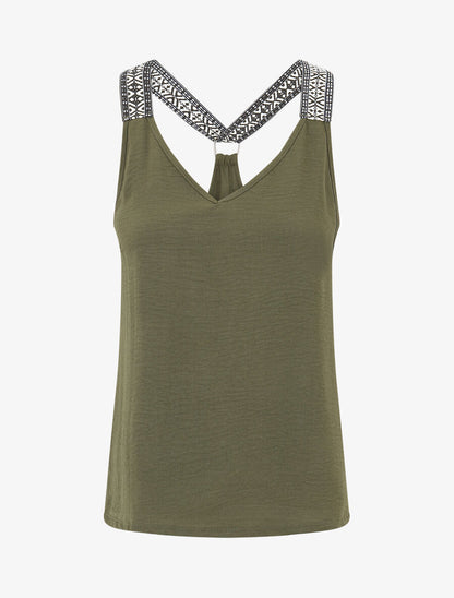 Top droit dos nageur et bretelles fantaisies - Kaki - 1