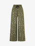 Pantalon élastiqué imprimé plumes irisées - Kaki - 4