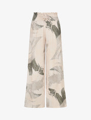 Pantalon fluide élastiqué imprimé abstrait - Kaki - 1