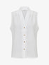 Top uni sans manches boutonné - Blanc - 1