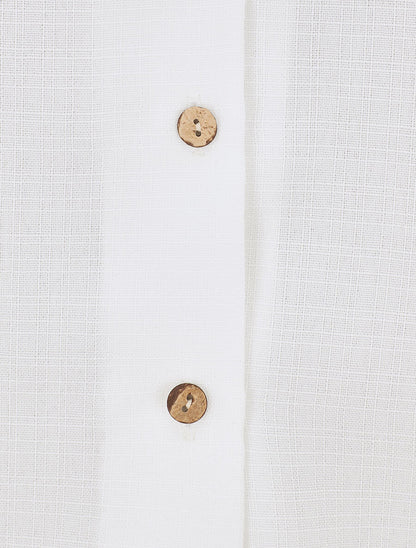 Top uni sans manches boutonné - Blanc - 3