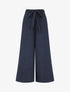 Pantalon uni effet lin - Marine - 1